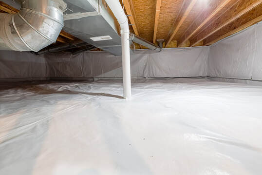Crawl space fully encapsulated with thermoregulatory blankets and dimple board by Wilton Insulation in Wilton CT